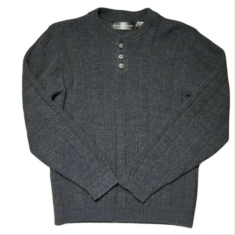 Boy's Cotton Sweater Luxury Oscar De La Renta Pullover Cable‎ Size M Dark Gray